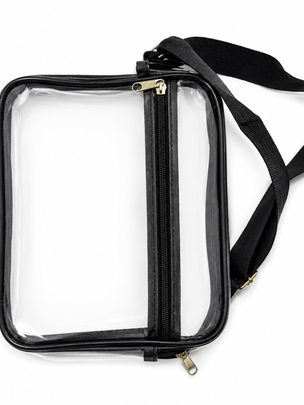 Large Clear Festival/ Stadium, Wet/Dry Crossbody  Bag with Black Trim